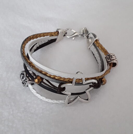 Armband "Leder gold-weiß"