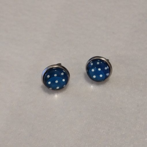 Ohrring Stecker klein "BlauWeißGepunktet"