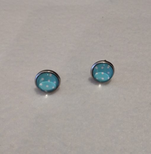 Ohrring Stecker klein "TürkisWeißGepunktet"
