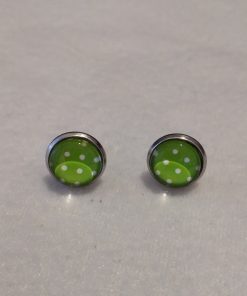 Ohrring Stecker klein "GrünWeißGepunktet"