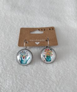 Ohrring Hänger Big "Blumige Kanne blau"